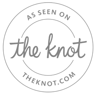 A circle logo for "The Knot" wedding website