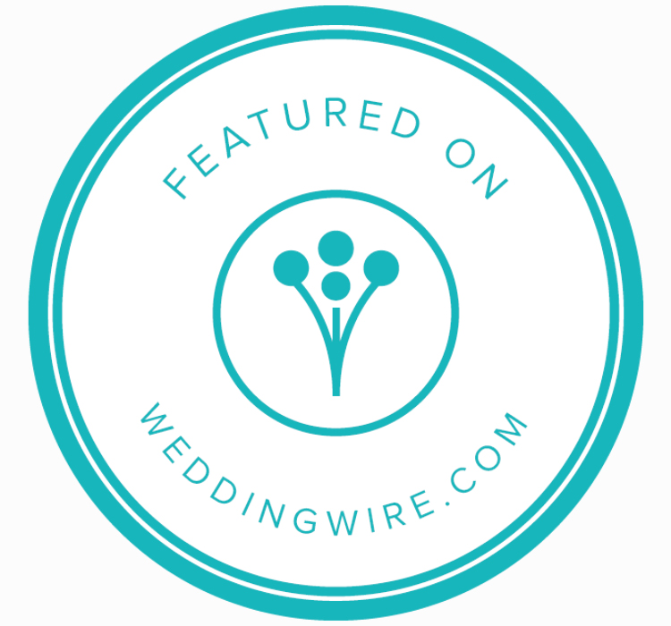 A circle logo for "Wedding Wire" wedding website