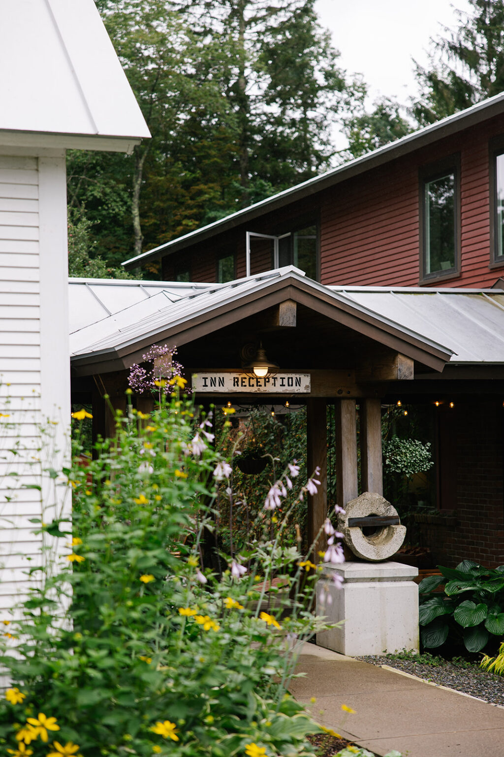An image of the main barn entry way of the Mad River barn "Inn Reception"