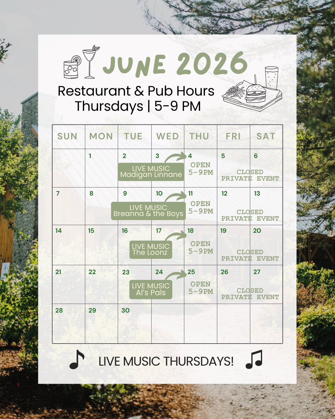 JUNE Live Music Calendar