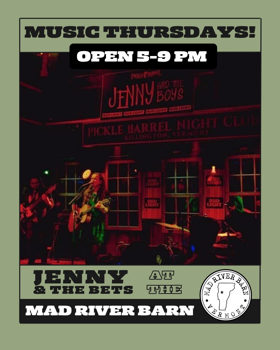 Mad River Barn Live Music Thursdays featuring Jenny and The Bets